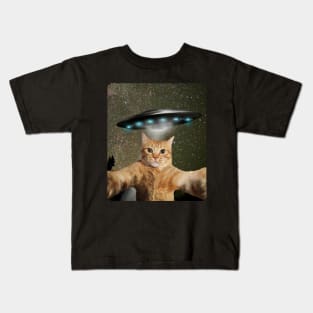 CAT SELFIE UFO Kids T-Shirt